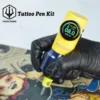 Tattoo Kit POSEIDON Cute Yellow Tattoo Pen Kit For Permanent Makeup Tattoo Machine Kit New Tattoo Power Supply Tattoo Gun Kit 5