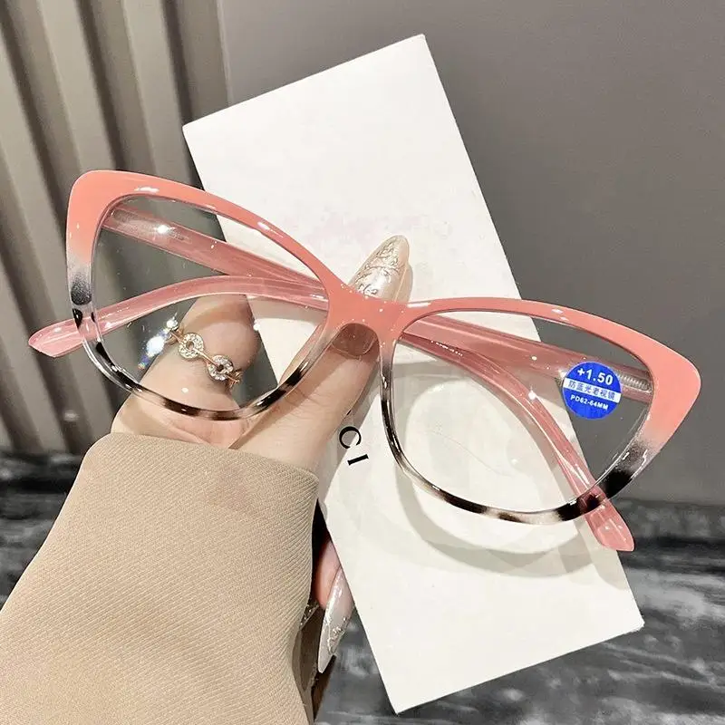 Vintage Cat-Eye-Lesebrille für Damen und Herren, modische Anti-Strahlungs-Brille, Anti-Ermüdungs-Brille mit Grad 100 ° -400 ° HD-Objektiv – Detail 1