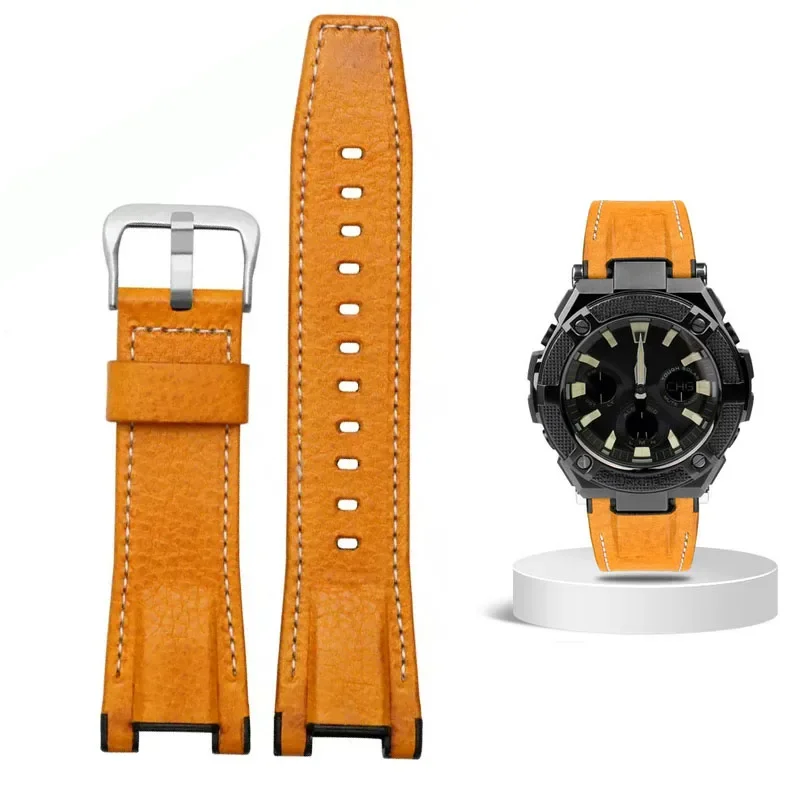 

Ремешок для часов 26*14 мм для Casio GST-S130/S110/S120/W130l/B100/W300, мужские ремешки для часов из натуральной кожи и нейлона