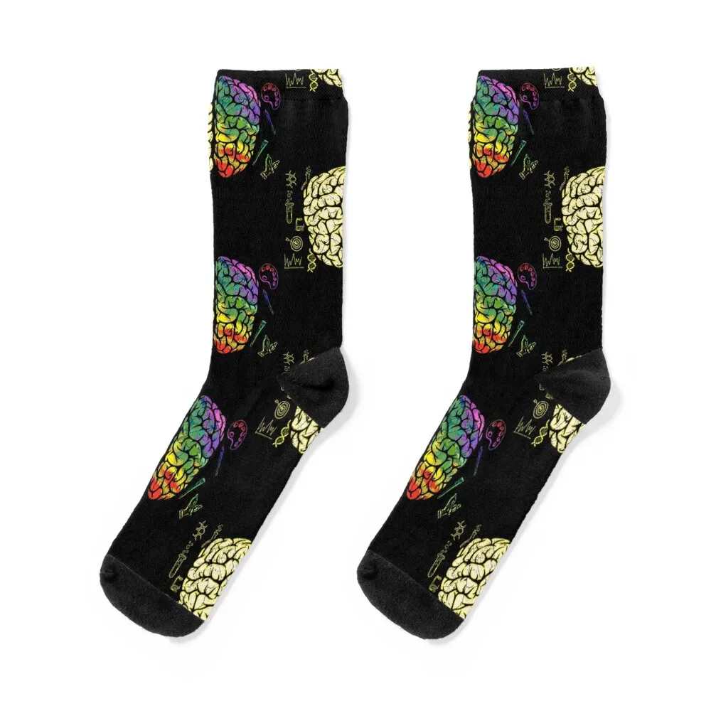 

Brain Neurology Hemispheres Analytical Creative Socks floor snow custom Luxury Woman Socks Men's