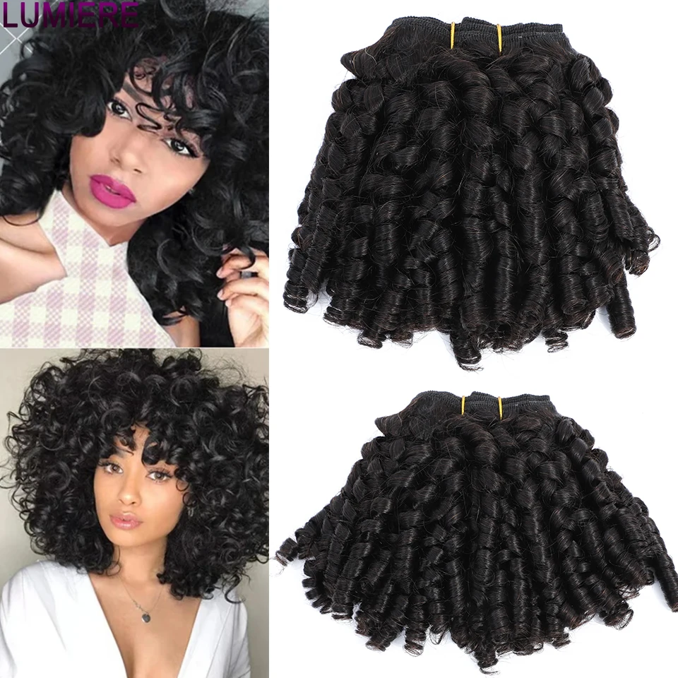 14-24inches Remy Natural Color Peruvian 1/3/4 Machine Double Weft Fumi Curly Human Hair Bundles For Black Women human hair extensions