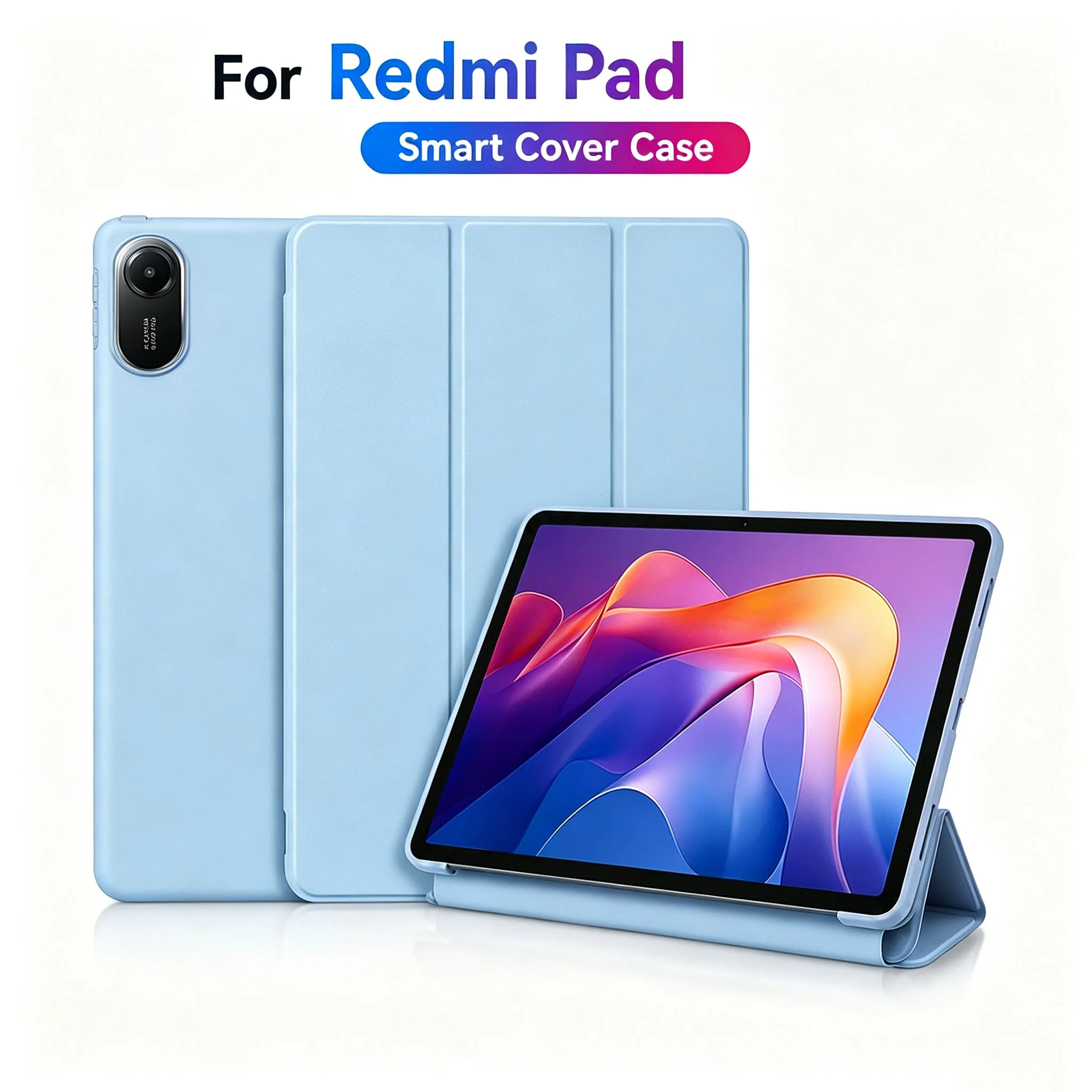Premium PU Leather Flip Stand Smart Tablet Cover with Soft Silicone Back Shell