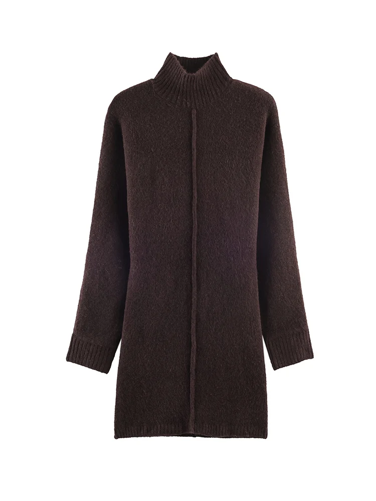 Winter New Women Turtleneck Sweater Dresses Sexy Slim Streetwear Solid Simple Mini Dress Casual Thick Pullover Knitted Dress