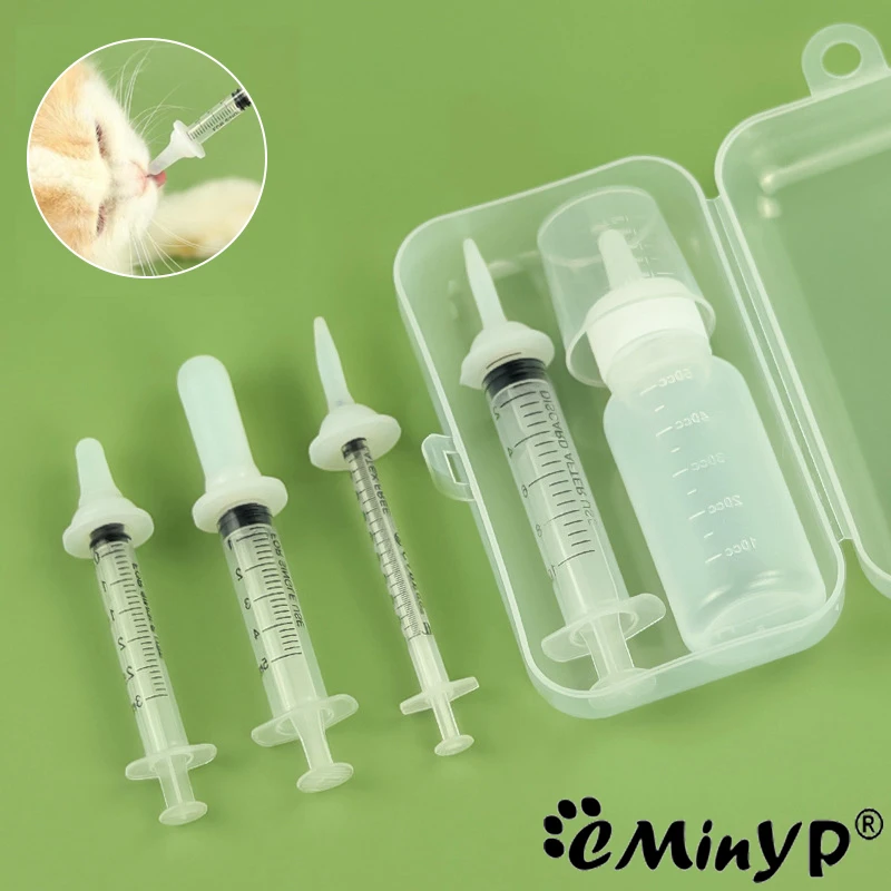 1SetNewbornPuppyDogCatSyringeFeederBottleSetFeedingSyringe