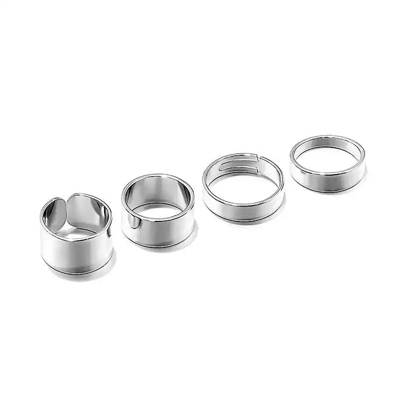 4Pcs Rings Adjustable Couple Ring Set Jewelry Simple Fashion New Arrival 2023 Jewelry Sets