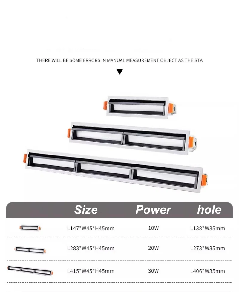 LED 편광 조명 d 사각형 디밍 가능 매립형 AC85V260V 20W 30W LED 다운라이트 스트립 조명 실내 조명 거실