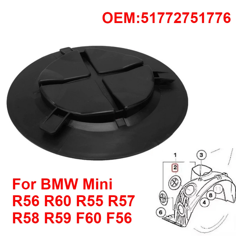 BMW 미니 R56 R60 R55 R57 R58 R59 F60 F56 51772751776 앞바퀴 머드가드 펜더 라이닝 벌브 캡 아치 헤드라이트 액세스 커버
