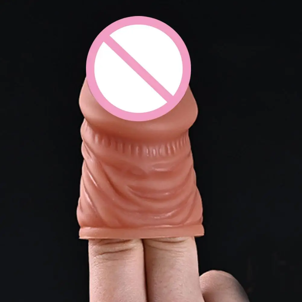 Silicone Penis Glans cover Lengthened Bold Reusable Wolf tooth sleeve For men Delayed ejaculation Adult Sex toys
