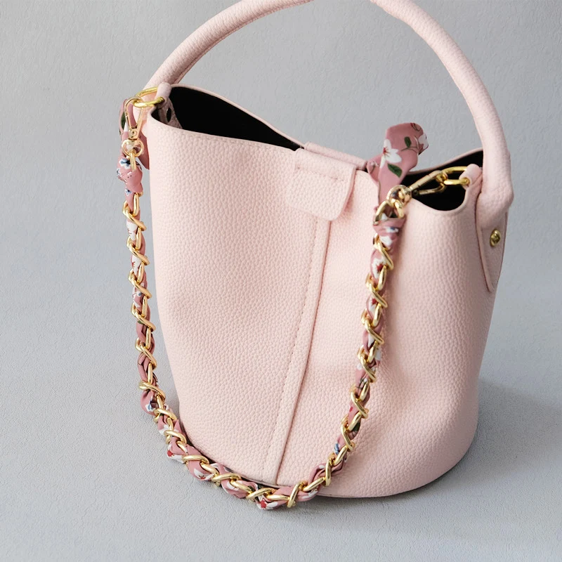 Neue Mode Marke Frau Handtasche Zubehör Ketten Abnehmbare Crossbody Floral Print Metall Seide Strap Frauen DIY Kette Tasche Griffe – Detail 23