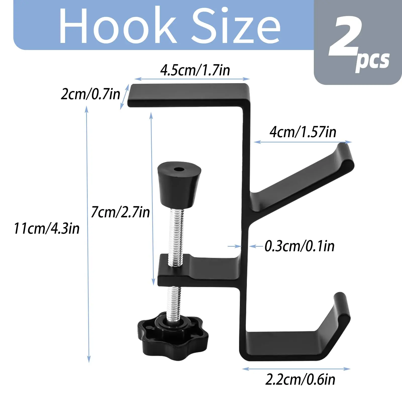 Adjustable Desk Edge Hook Gaming Headset Desk Hanger Backpack Storage Hanging Hook Holder Punch-free 1/2pc Home Office Organizer