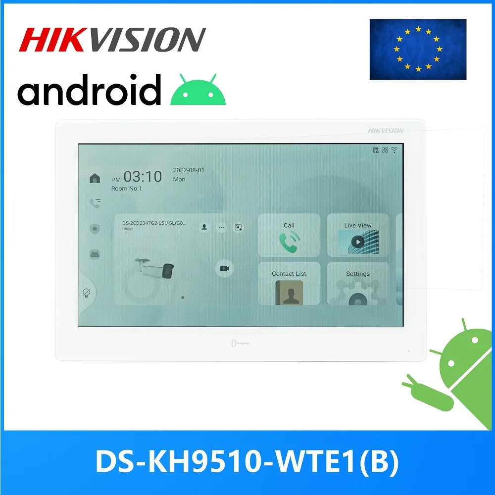 Hikvision Versione Internazionale Monitor Da Interno Da 10 Pollici Ds-Kh9510-Wte1(B), Poe 802.3Af, App Hik-Connect,Wifi, Videocitofono