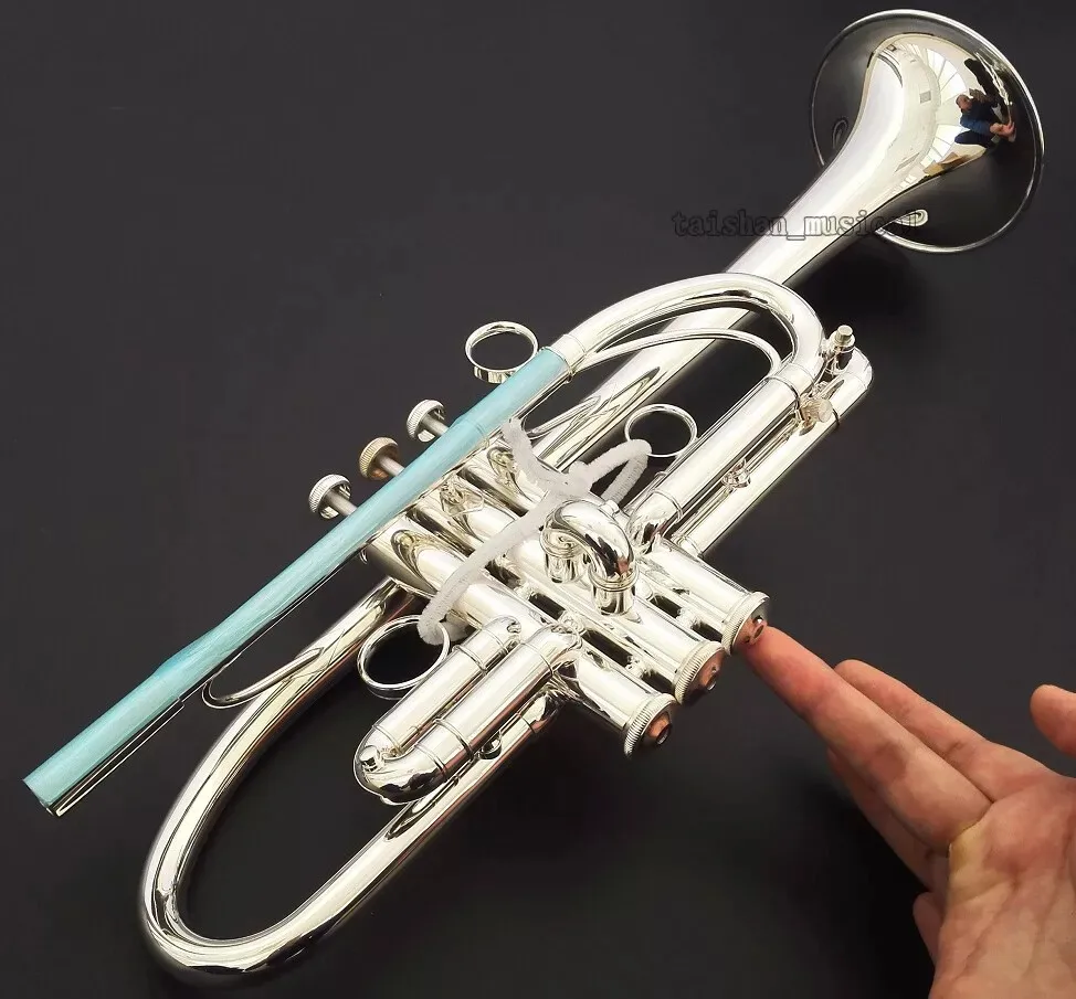 Concert streamline Silver Plated Trumpet C Key HORN Monel Piston Include Case
