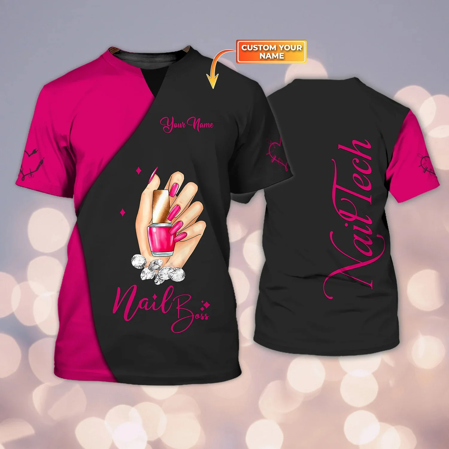 Nail Artist Personalisiertes T-Shirt Manikürist Geschenk Nagelmuster 3D-gedrucktes Sommer-Unisex-Freizeit-T-Shirt [Nicht Arbeitskleidung] DW165 – Detail 19
