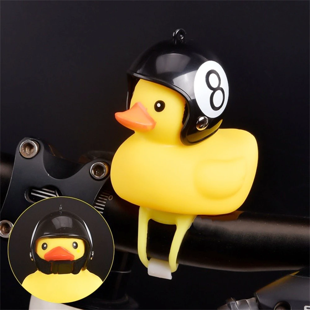 1Pc Gummi Ente Spielzeug Auto Ornamente Gelbe Ente Auto Dashboard Dekorationen Squeeze Ente Fahrrad Hörner mit Propeller Helm – Detail 9