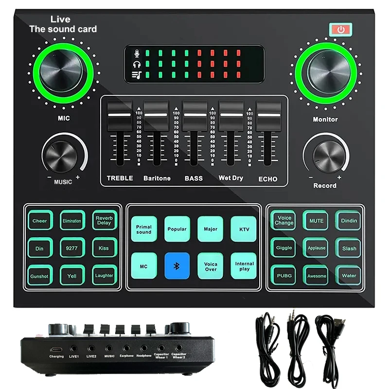 Audio mixer Audio Mixer Podcast BT Live Sound Board for iPhone PC Phone Microphone for Streaming Recording Gaming YouTube Broadcast