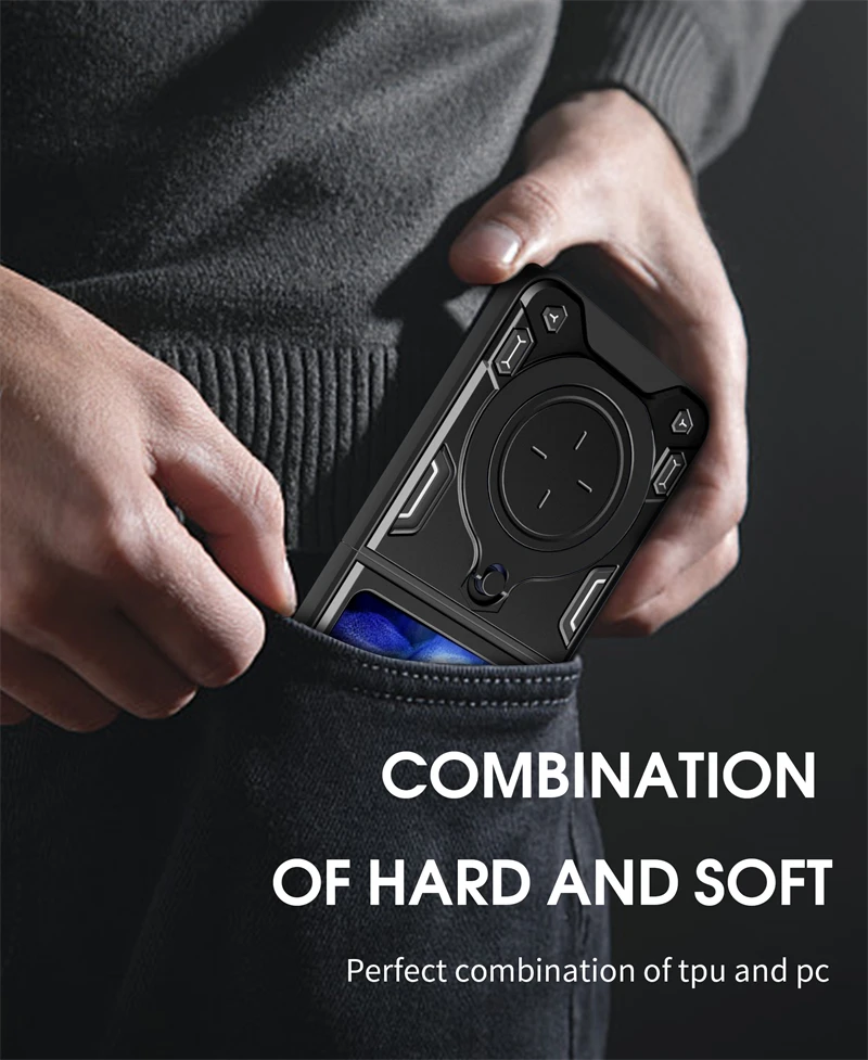 Funda híbrida a prueba de golpes con soporte Invisible para Samsung Galay Z Flip 5 ZFlip Flip5 ZFlip5 5g soporte magnético para anillo de coche_voghion.com