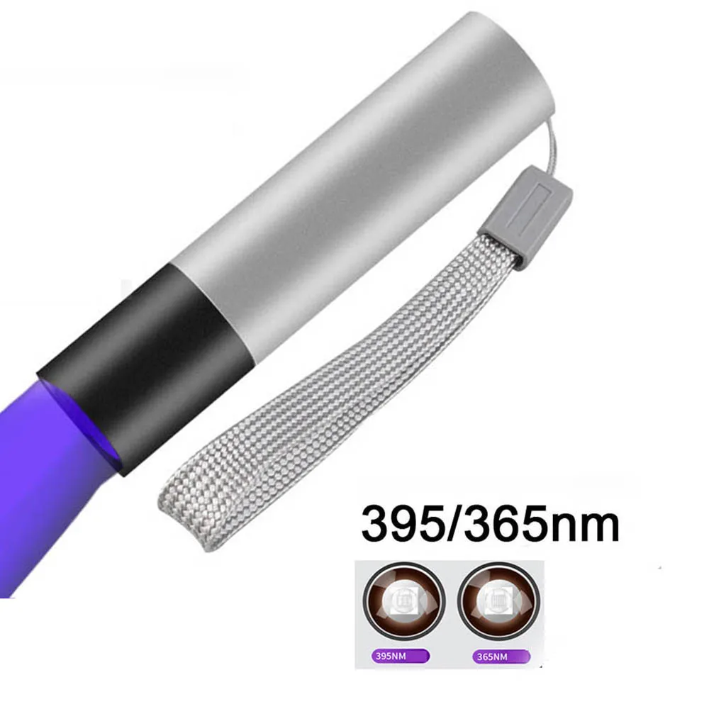 

365nm/ 395nm UV flashlight USB charging mini portable Ultraviolet Torch Ultraviolet Torch banknote verification detection light