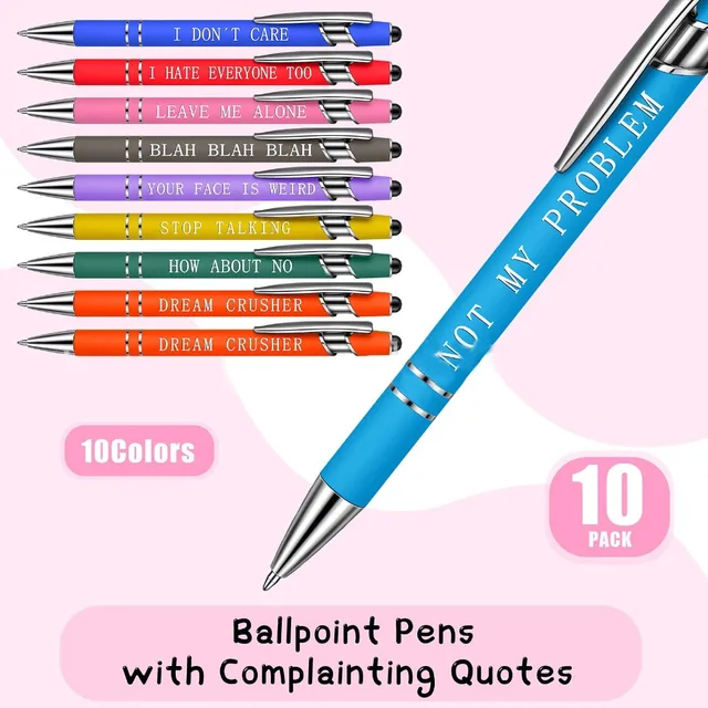 20Pcs Office Pens Funny Ballpoint Pens Motivational Pens Rude Quotes Pen  Vibrant Negative Passive Pens Black Ink - AliExpress