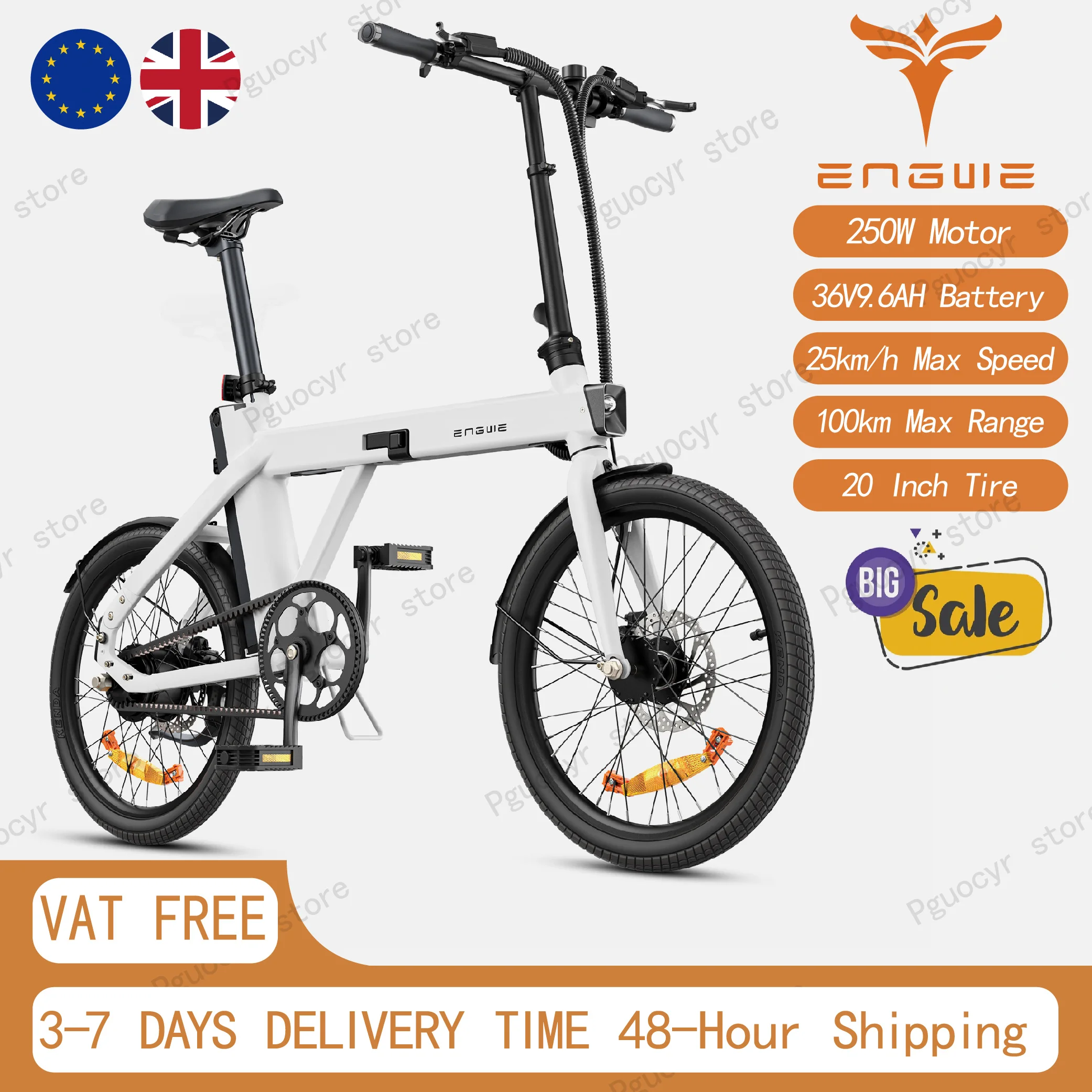 Bicicletta Elettrica ENGWE P20 Batteria al Litio 36V9.6AH Motore Brushless 250W Bici Elettrica Pieghevole in Lega di Alluminio per Adulti