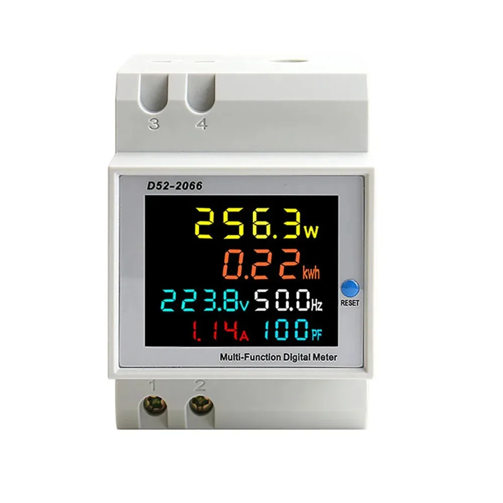 Voltage current monitor 6IN1 Din Rail AC Monitor 110V 220V 380V 100A Voltage Current Power Factor Active KWH Electric Energy Frequency Meter