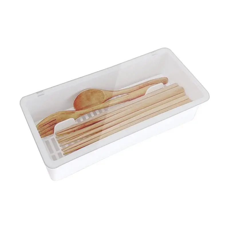 

Cutlery Organizer With Lid Multi-functional Kitchen Utensils Organizer Washable Chopsticks Tableware Box Plastic Spoons Holder