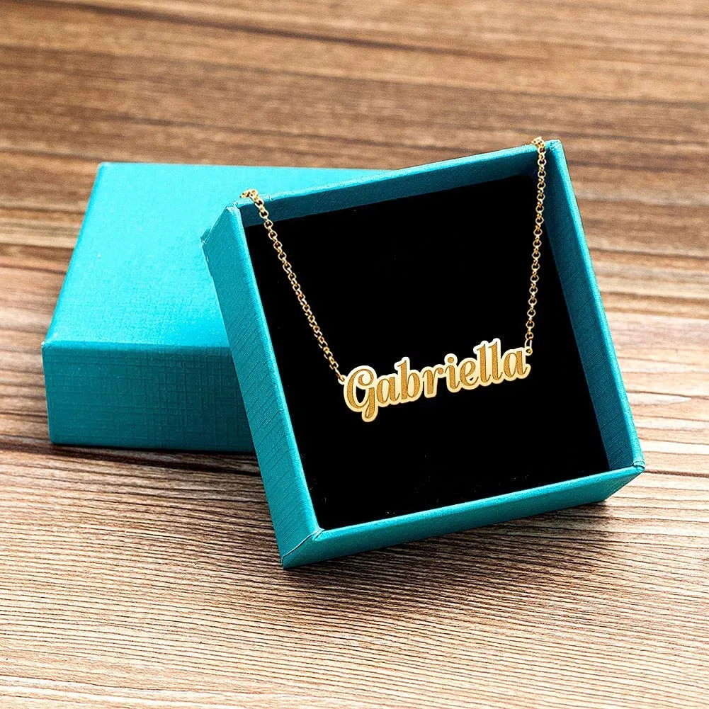 Custom Name Engraved Necklace Cuban Chain Personalized Stainless Steel Type Plate Customized Letter Pendant For Women/Girls_voghion.com