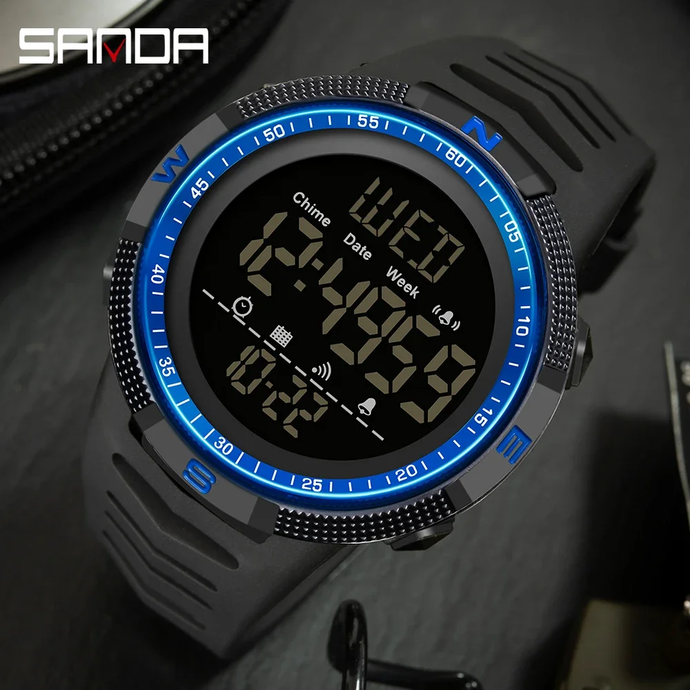 SANDA 6014 Top Brand Waterproof Men Watch Multifunctional Luminous Digital Wristwatch Outdoors Sports Student Watches Fashion 4