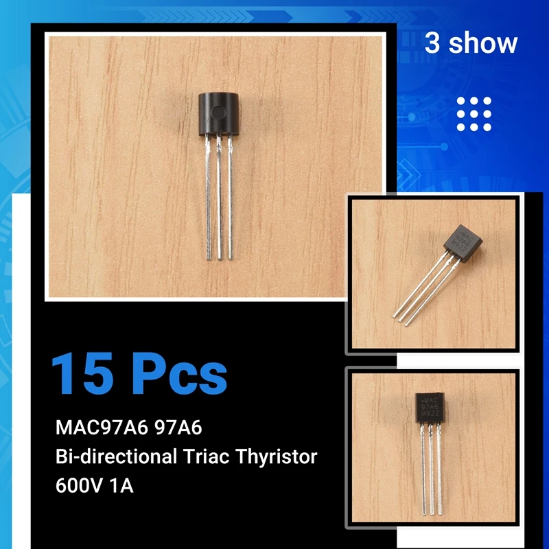15 Pcs MAC97A6 97A6 Bi-Directional Triac Thyristor 600V 1A