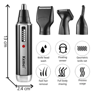 Kemei KM-6630 6631 6632 trimmer for men Nose and ear trimmer Rechargeable Trimmer For Hair Beard Nose And Ear Cleaner Grooming 2