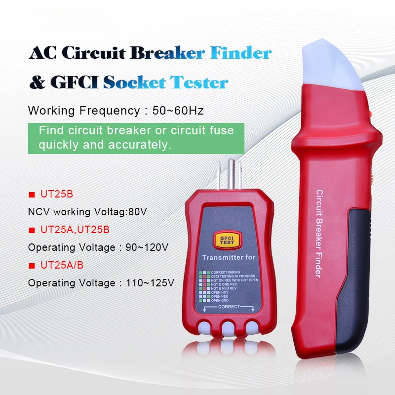 

Xin Tester XT-33A Circuit Breaker Finder Digital Socket Tester GFCI Outlet Receptacle Detector 90-120V with Analogue Receiver