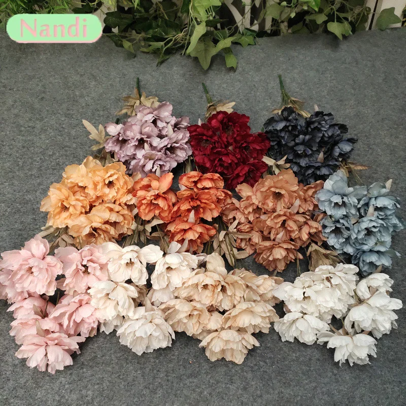 9-kopf Künstliche Pfingstrose Blume Europäischen Dekor Blume Für Hochzeit Szene Dekor Schlafzimmer Wohnzimmer Desktop Ornamente