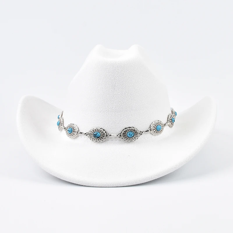 New Roll Up Brim Western Style Cowgirl Hat Fashions Lady Felt Jazz Hats Women Girls Party Cowboy Hat Sombrero Hombre