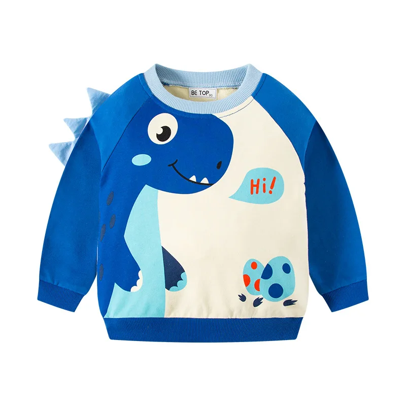 Cartoon Dinosaur Baby Autumn Boys Sweatshirts Kids Hoodies Clothes 2-7Years Autumn Children Long Sleeve Sport Shirts Cotton Tops