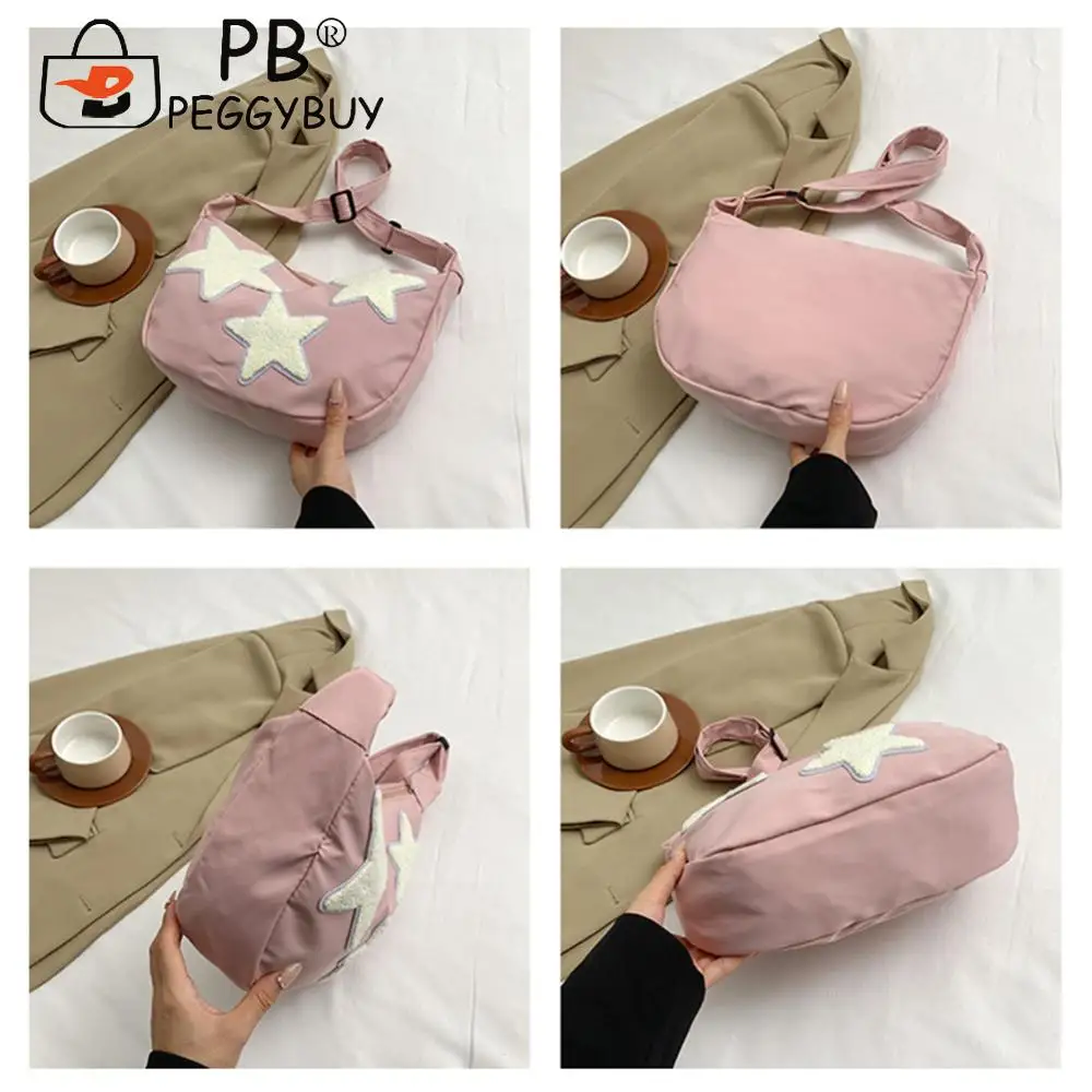 Women Canvas Messenger Shoulder Bag Crossbody Sling Bag Y2k Hobo Pentagram Zipper Satchel Tote Student Book