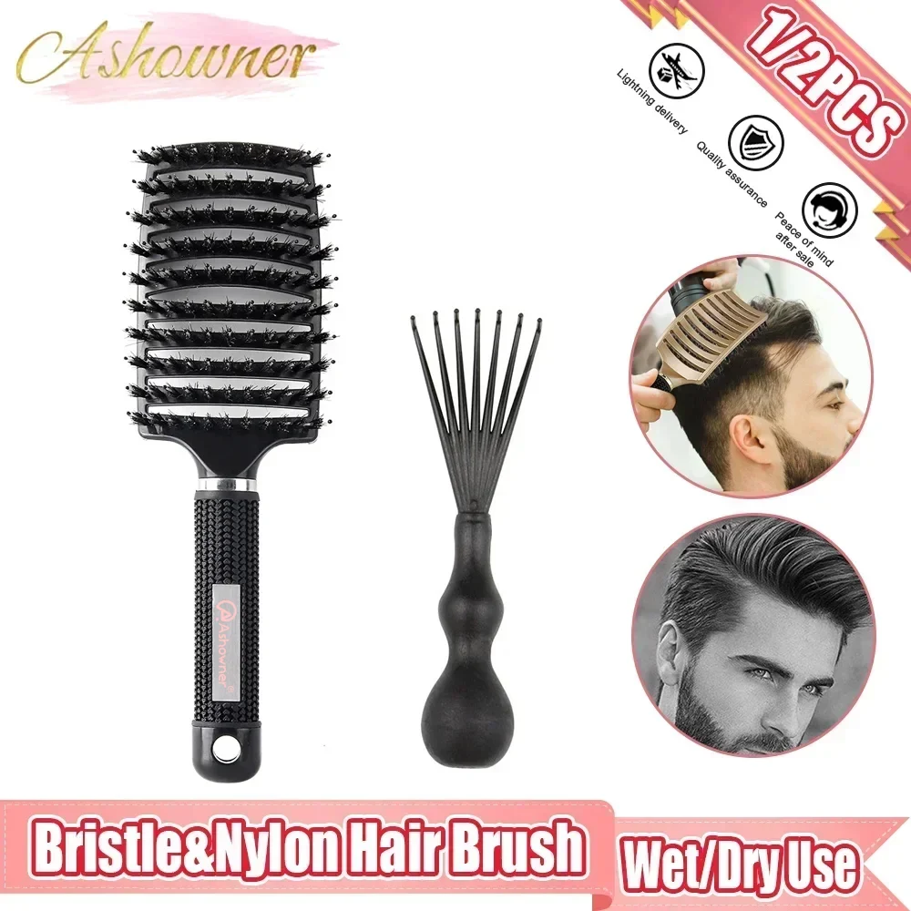 Hair Brush Hair Comb Detangling Hairbrush Bristle&Nylon Women Massage Comb Brush Wet Curly Hairdressing Salon Styling Tools
