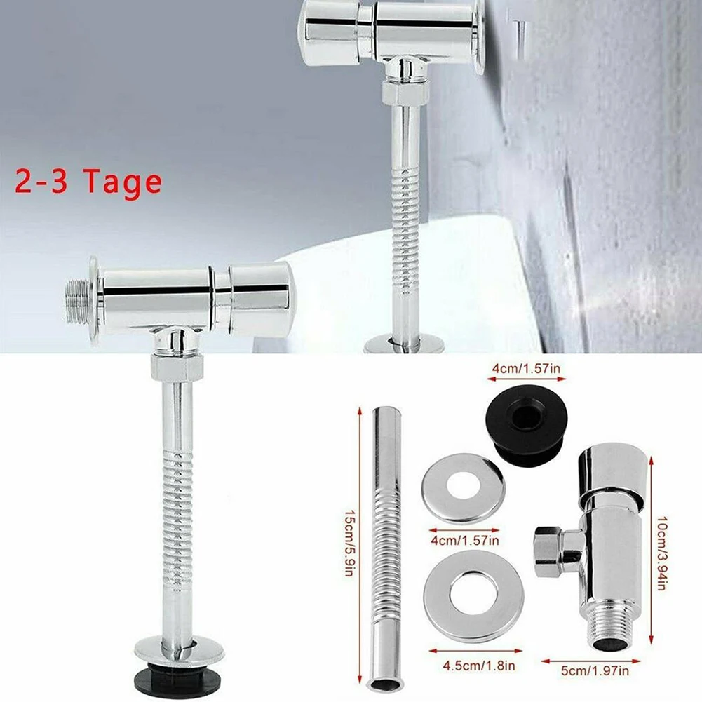 Toilet Flush Valve Urinal Pressure Flush Toilet Urinal Exposed 1/2 Inch Alloy Valve Accessories DN15/20mm Silver toilet flush valve