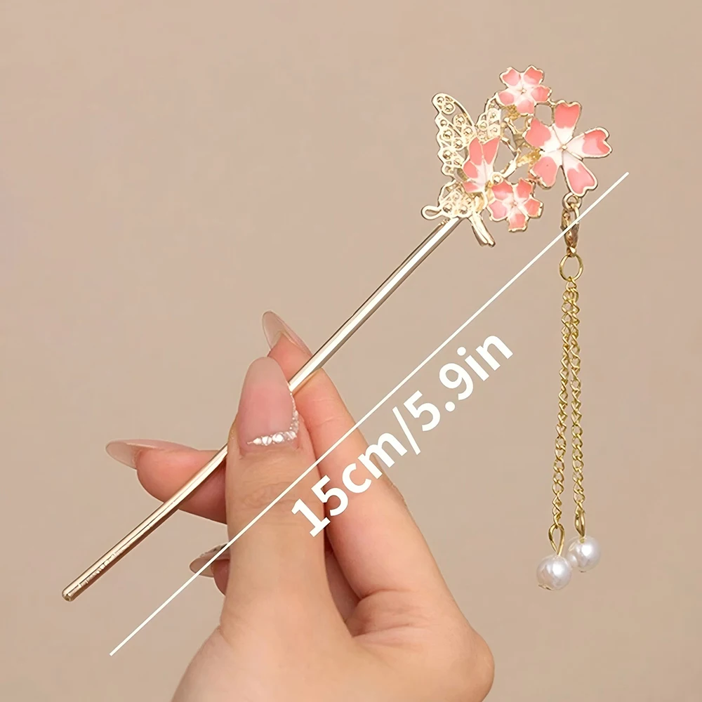 Chinese Style Pearl Tassel Hairpin Retro Hanfu Qipao Headwear High-end Feeling updo Hair 1pc woman Hair Accessory hair accessory pearl hairpins