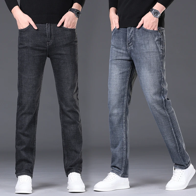 Spring/Summer Men's Comfortable Breathable Slim fit denim pants Straight leg thin jeans
