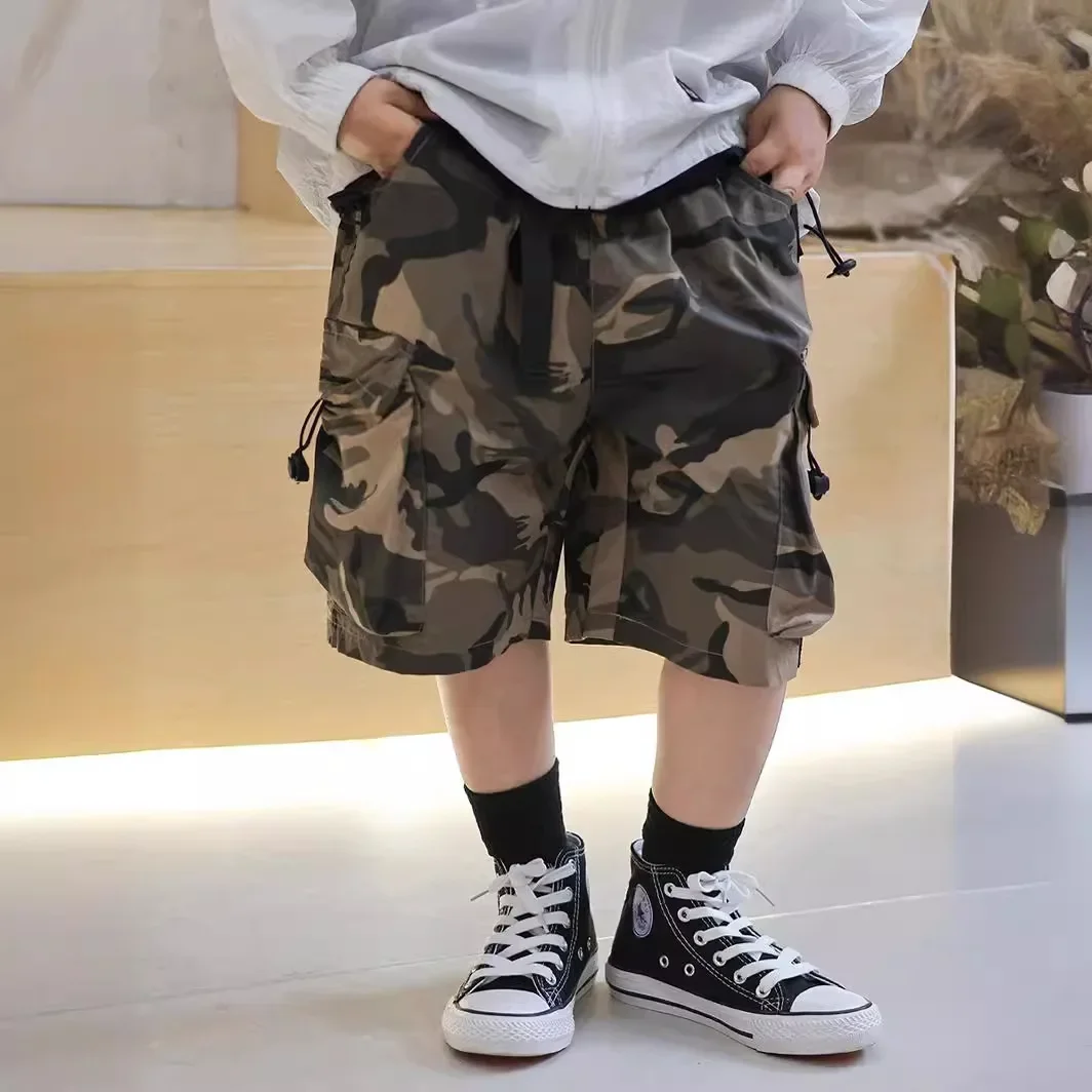 

Child Camouflage Shorts Summer Teen Boys Elastic Waist Overalls Shorts Boys Shorts Calf Trousers Children's Trousers Trend Pants