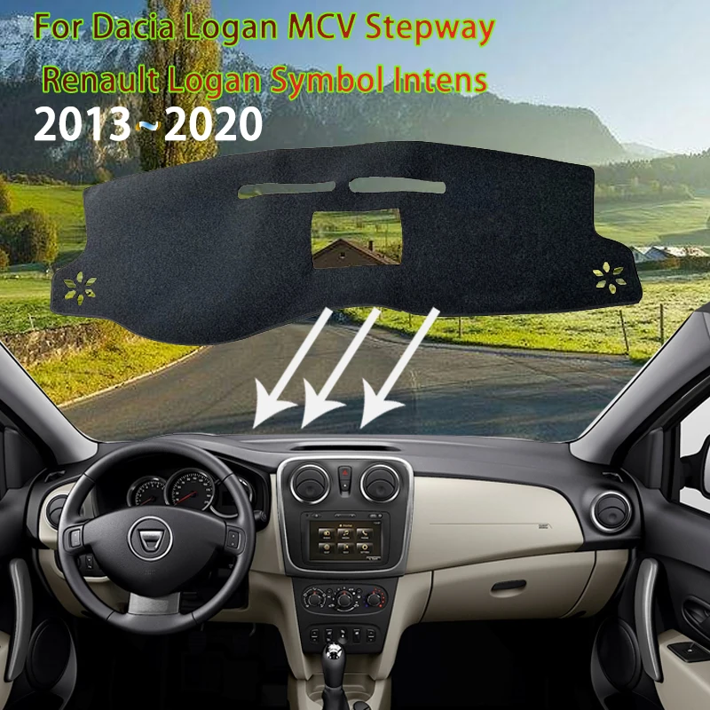 

For Dacia Logan MCV Stepway Renault Logan Symbol Intens II 2013~2020 Dashboard Mat Sunshade Cover Car Anti-dirty Pad Accessories