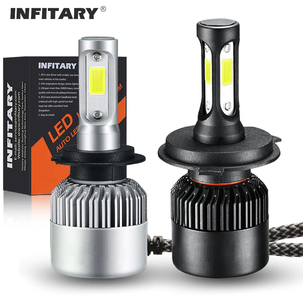 LED Car Headlights Infitary H7 H4 H11 H1 9005 9006 H3 880 H13 9004 9007 72W 12V 6500K Bulb