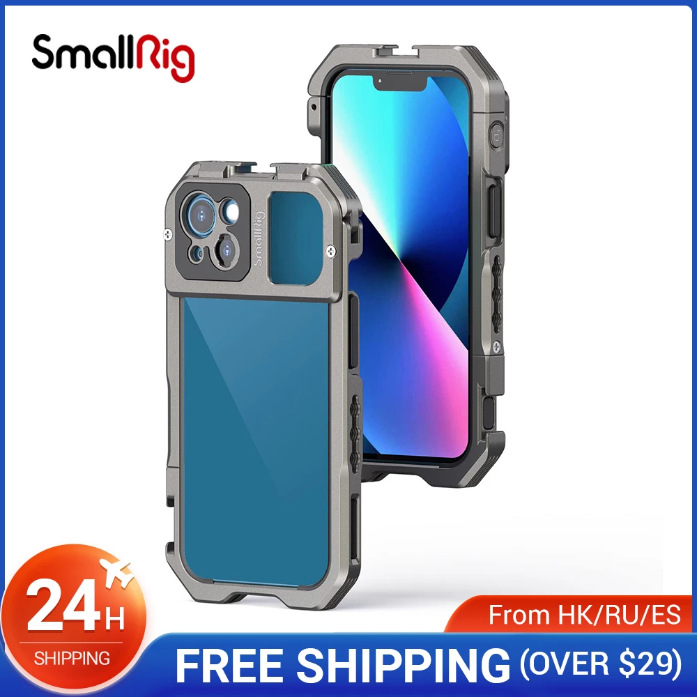 SmallRig Phone Case Cage Rig for iPhone 13 Dual Cold Shoes Smartphone Video Rig Cage for Filmmaking Live Streaming Vlog 3734 13 mini case