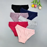 6PCS/Set Sexy Lace Patchwork Women Cotton Underwear Seamless Briefs Low Rise Female Breathable Soft Lingerie