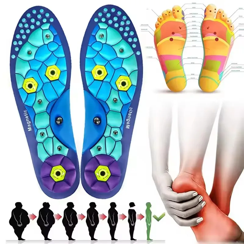 Shoe Insoles 1 Pair Foot Acupressures Insoles Men Women Foot Massage Sport Insoles Magnetic Therapy for Relieve Fatigue Training
