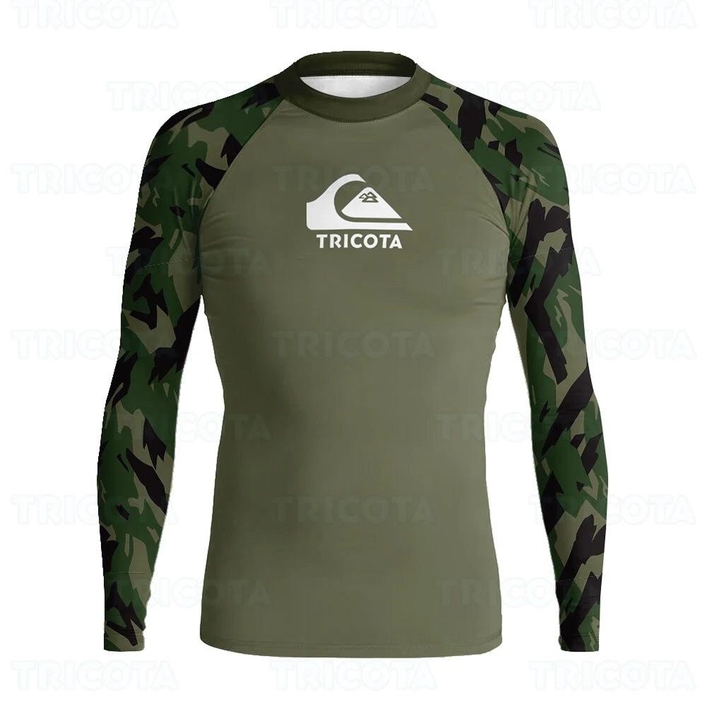 Men Rash Guard Long Sleeve Swimsuit Sun Protection Surfing Shirts