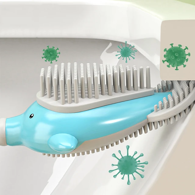 Wikhostar Bálna Rajzfilm Wc Kefe Vízszivárgás Igazolás Alap Szilikon Lapos Fej Rugalmas Puha Sörték Fürdőszoba - Image 6