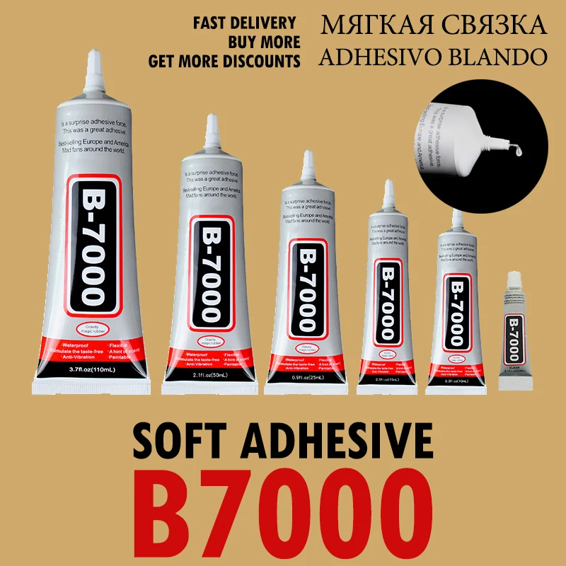 thumbnail image 1 of Pegamento B7000 15ML 25ML 50ML 110ML Adhesivo transparente Contacto Reparación de teléfonos Vidrio universal Plástico Bricolaje B-7000 Con aplicador de precisión, 1 of 4