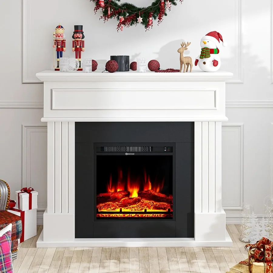 Freestanding Electric Fireplace Mantel TV Stand