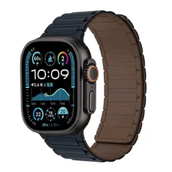 Textured Silicone Magnetic Bracelet Watchband Strap for Series 11 - 10 46MM (Midnight brown)