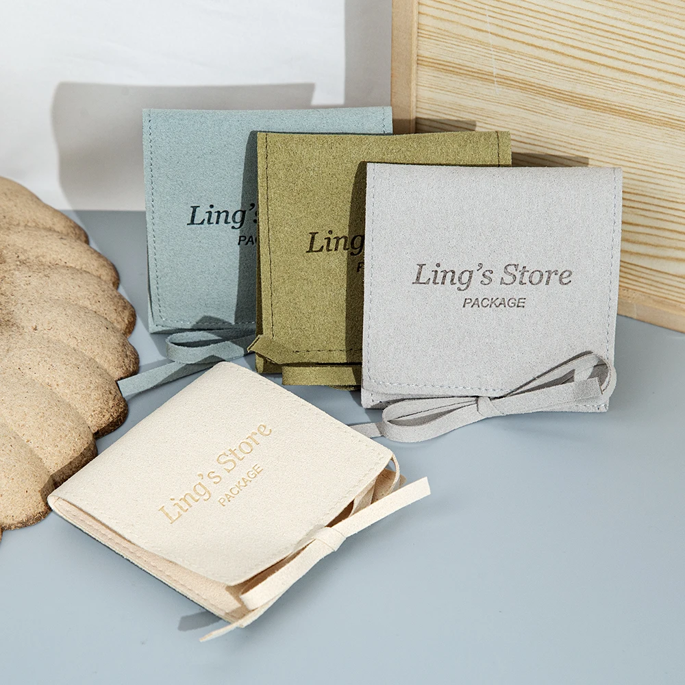 100 Stück personalisierte Mikrofaser-Schmuckbeutel mit Logo, Hochzeitsgeschenke, Süßigkeiten-Organizer, Samt-Geschenkbeutel, Ohrring-Verpackung, Aufbewahrungsbeutel – Detail 3